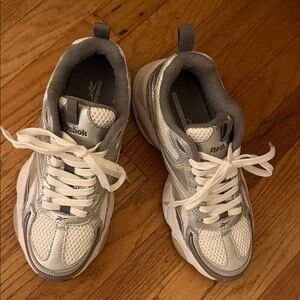 Reebok Classic White and Silver Sneakers